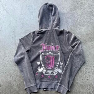 Vintage 90s Juicy Couture Spellout Velvet Zip Up Jacket Femme Babydoll Mall